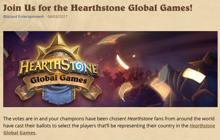 Hearthstone Global Games 1